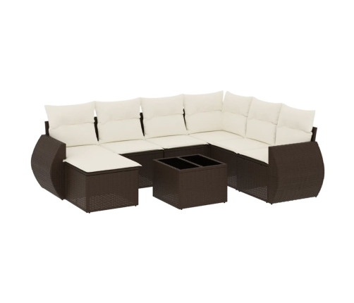 vidaXL 8-daļīgs dārza dīvānu komplekts, matrači, brūna PE rotangpalma