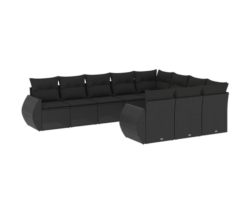 10-Daļīgs Dārza Dīvāna Komplekts, Matrači, Melna Pe Rotangpalma Vidaxl