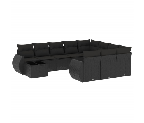 11-Daļīgs Dārza Dīvāna Komplekts, Matrači, Melna Pe Rotangpalma Vidaxl