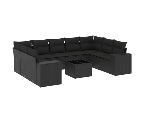10-Daļīgs Dārza Dīvāna Komplekts, Matrači, Melna Pe Rotangpalma Vidaxl