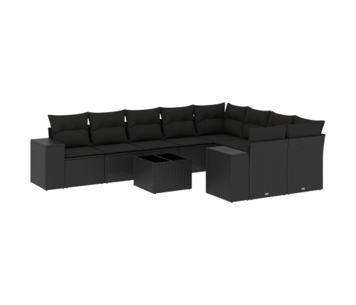 10-Daļīgs Dārza Dīvāna Komplekts, Matrači, Melna Pe Rotangpalma Vidaxl