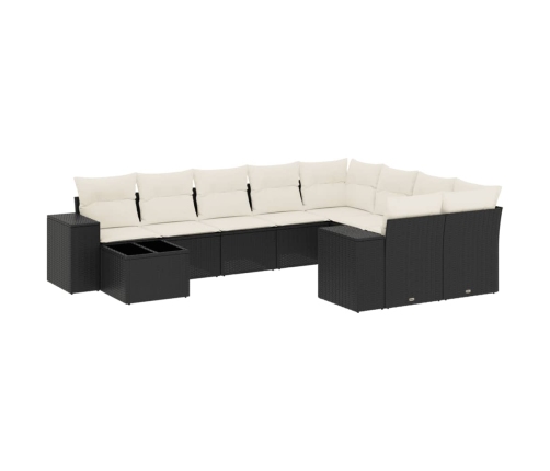 vidaXL 10-daļīgs dārza dīvāna komplekts, matrači, melna PE rotangpalma