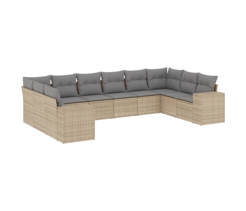 10-Daļīgs Dārza Dīvāna Komplekts, Matrači, Bēša Pe Rotangpalma Vidaxl