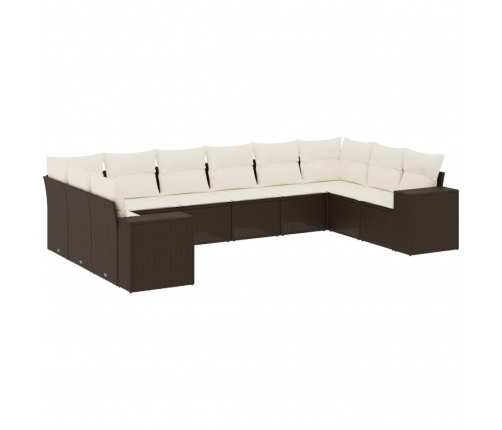 10-Daļīgs Dārza Dīvāna Komplekts, Matrači, Brūna Pe Rotangpalma Vidaxl