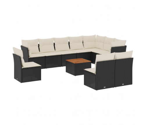 vidaXL 11-daļīgs dārza dīvāna komplekts, matrači, melna PE rotangpalma