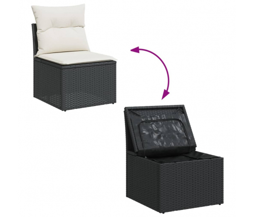 vidaXL 11-daļīgs dārza dīvāna komplekts, matrači, melna PE rotangpalma