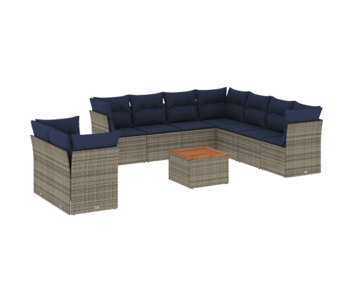 11-Daļīgs Dārza Dīvāna Komplekts Ar Matračiem, Pelēks Pe Pinums Vidaxl