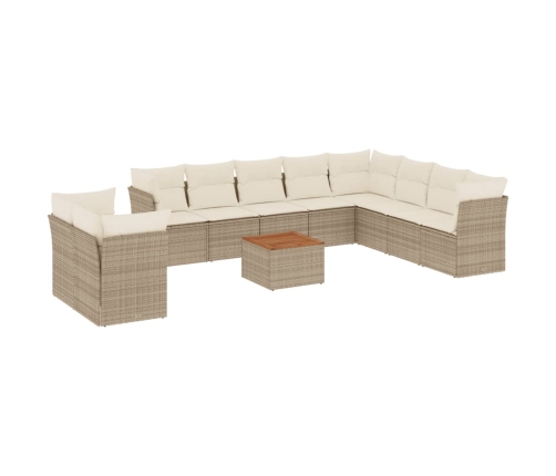 11-Daļīgs Dārza Dīvāna Komplekts, Matrači, Bēša Pe Rotangpalma Vidaxl