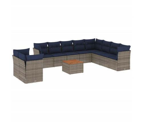 11-Daļīgs Dārza Dīvāna Komplekts Ar Matračiem, Pelēks Pe Pinums Vidaxl