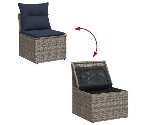 11-Daļīgs Dārza Dīvāna Komplekts Ar Matračiem, Pelēks Pe Pinums Vidaxl