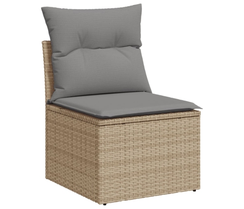 vidaXL 12-daļīgs dārza dīvāna komplekts, matrači, bēša PE rotangpalma