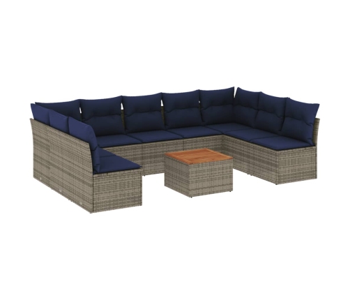 10Daļīgs Dārza Dīvāna Komplekts Ar Matračiem Pelēka Rotangpalma Vidaxl