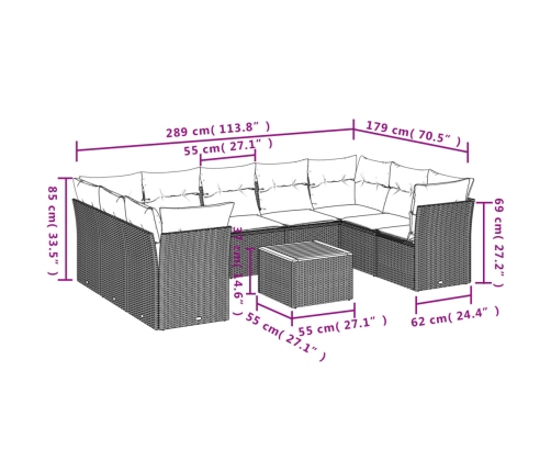 10-Daļīgs Dārza Dīvāna Komplekts, Matrači, Bēša Pe Rotangpalma Vidaxl