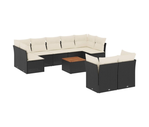 10-Daļīgs Dārza Dīvāna Komplekts, Matrači, Melna Pe Rotangpalma Vidaxl