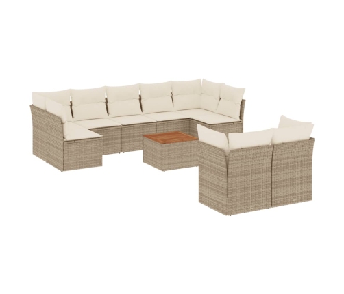 10-Daļīgs Dārza Dīvāna Komplekts, Matrači, Bēša Pe Rotangpalma Vidaxl