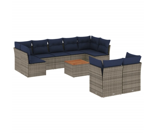 10Daļīgs Dārza Dīvāna Komplekts Ar Matračiem Pelēka Rotangpalma Vidaxl