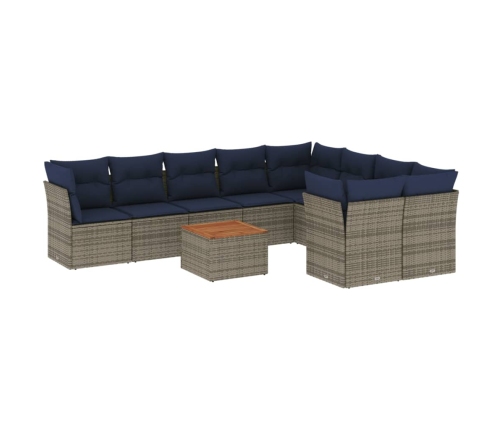 10Daļīgs Dārza Dīvāna Komplekts Ar Matračiem Pelēka Rotangpalma Vidaxl