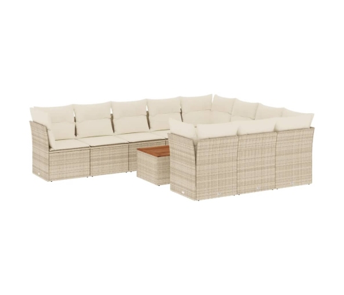 vidaXL 11-daļīgs dārza dīvāna komplekts, matrači, bēša PE rotangpalma