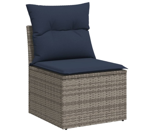 11-Daļīgs Dārza Dīvāna Komplekts Ar Matračiem, Pelēks Pe Pinums Vidaxl