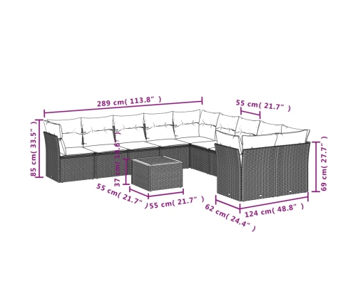 11-Daļīgs Dārza Dīvāna Komplekts, Matrači, Melna Pe Rotangpalma Vidaxl
