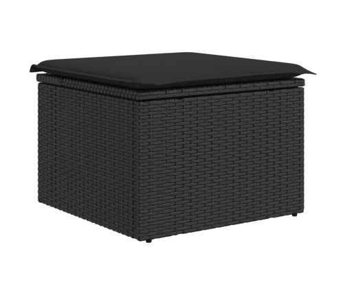 vidaXL 10-daļīgs dārza dīvāna komplekts, matrači, melna PE rotangpalma