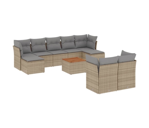 10-Daļīgs Dārza Dīvāna Komplekts, Matrači, Bēša Pe Rotangpalma Vidaxl