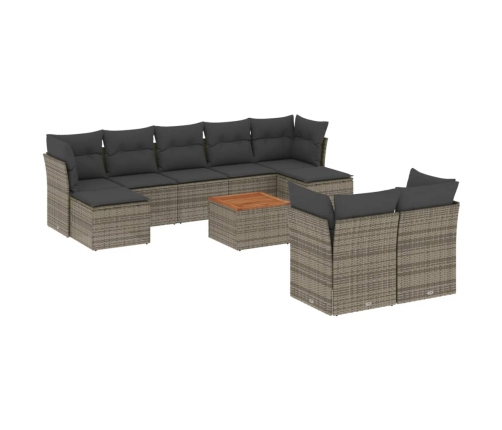 vidaXL 10-daļīgs dārza dīvāna komplekts ar matračiem, pelēks PE pinums