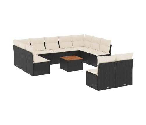 vidaXL 12-daļīgs dārza dīvānu komplekts, matrači, melna PE rotangpalma