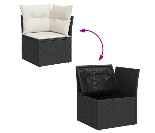 vidaXL 12-daļīgs dārza dīvānu komplekts, matrači, melna PE rotangpalma