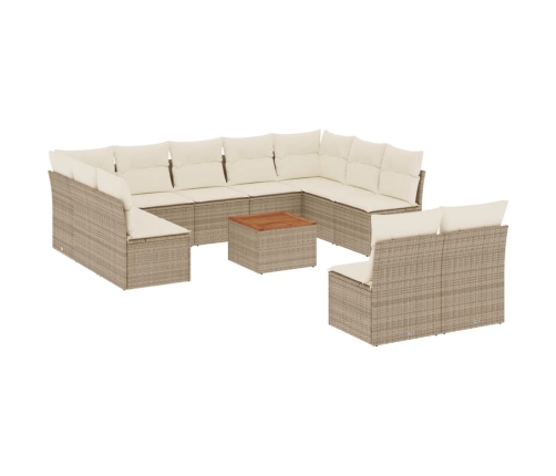 12-Daļīgs Dārza Dīvāna Komplekts, Matrači, Bēša Pe Rotangpalma Vidaxl