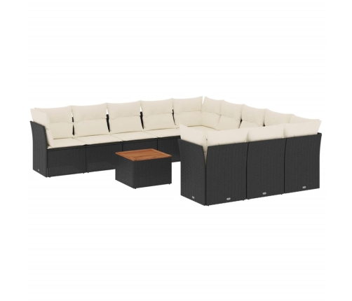 12-Daļīgs Dārza Dīvānu Komplekts, Matrači, Melna Pe Rotangpalma Vidaxl