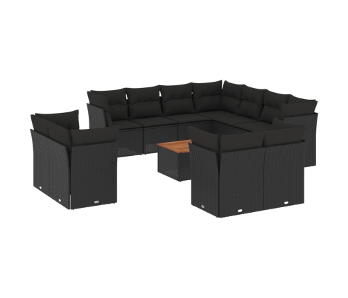 vidaXL 12-daļīgs dārza dīvānu komplekts, matrači, melna PE rotangpalma