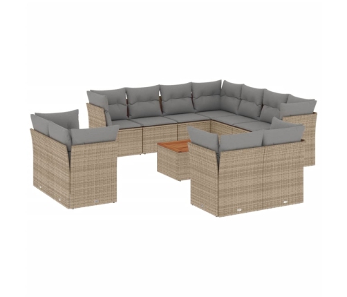 vidaXL 12-daļīgs dārza dīvāna komplekts, matrači, bēša PE rotangpalma