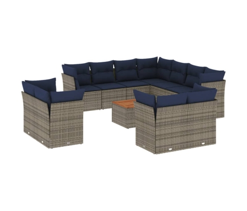 12-Daļīgs Dārza Dīvānu Komplekts Ar Matračiem, Pelēks Pe Vidaxl