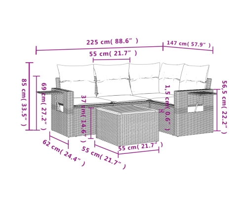 vidaXL 13-daļīgs dārza dīvāna komplekts ar matračiem, PE rotangpalma