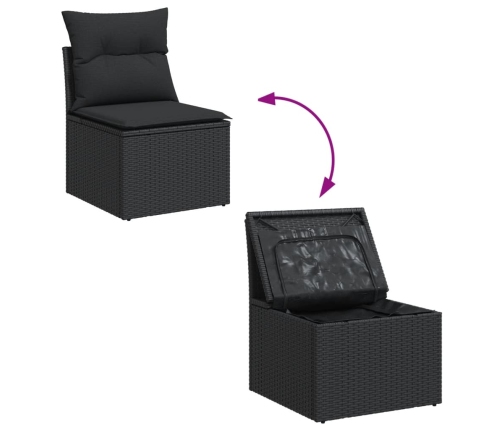 vidaXL 12-daļīgs dārza dīvānu komplekts, matrači, melna PE rotangpalma