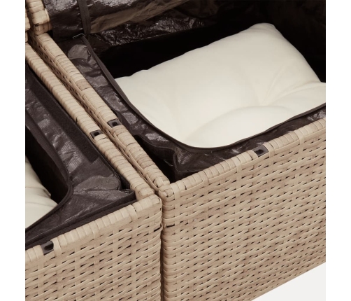 vidaXL 10-daļīgs dārza dīvāna komplekts, matrači, bēša PE rotangpalma