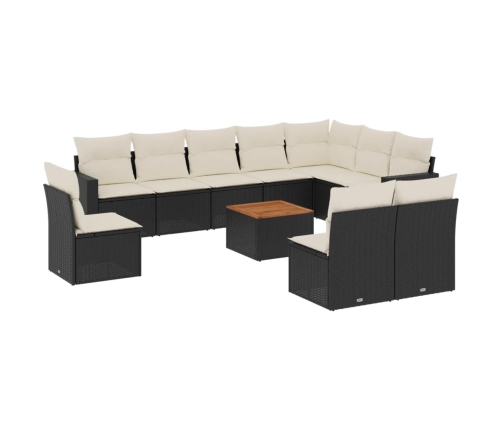 vidaXL 11-daļīgs dārza dīvāna komplekts, matrači, melna PE rotangpalma