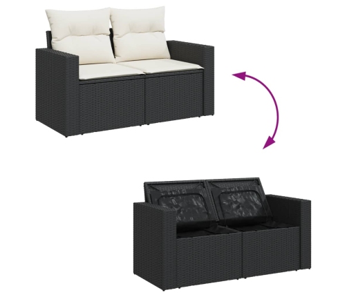 vidaXL 11-daļīgs dārza dīvāna komplekts, matrači, melna PE rotangpalma