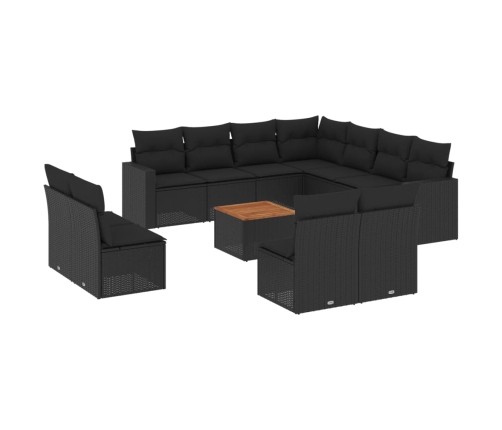 vidaXL 12-daļīgs dārza dīvānu komplekts, matrači, melna PE rotangpalma