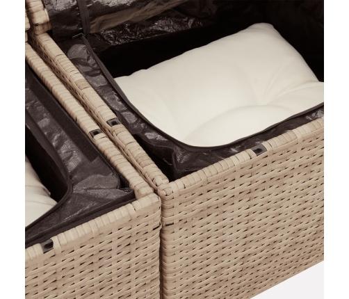 vidaXL 12-daļīgs dārza dīvāna komplekts, matrači, bēša PE rotangpalma