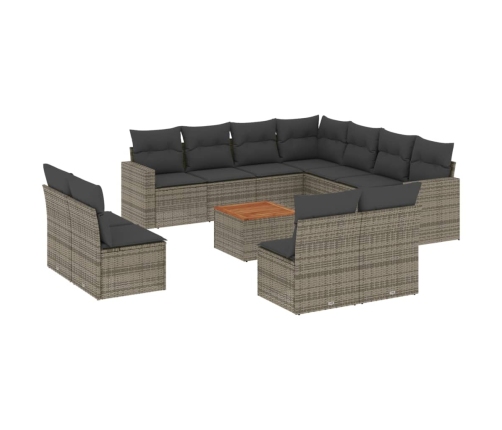 vidaXL 12-daļīgs dārza atpūtas mēbeļu komplekts, matrači, pelēks PE