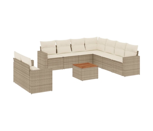 vidaXL 10-daļīgs dārza dīvāna komplekts, matrači, bēša PE rotangpalma