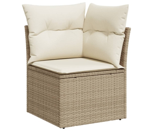 vidaXL 10-daļīgs dārza dīvāna komplekts, matrači, bēša PE rotangpalma