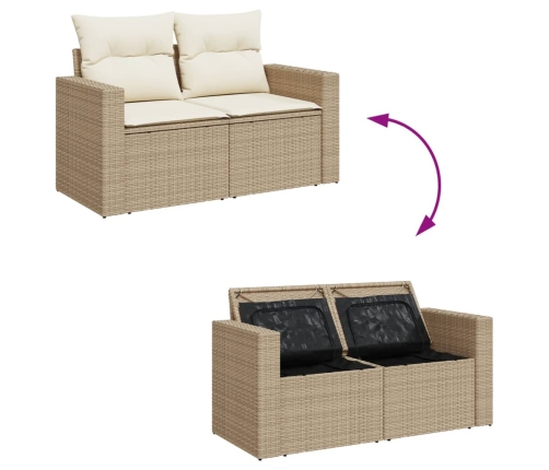 vidaXL 11-daļīgs dārza dīvāna komplekts, matrači, bēša PE rotangpalma