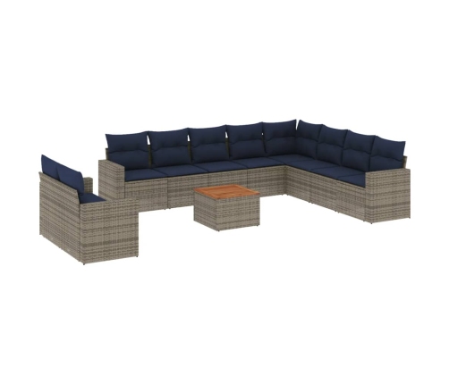 11-Daļīgs Dārza Dīvāna Komplekts Ar Matračiem, Pelēks Pe Pinums Vidaxl