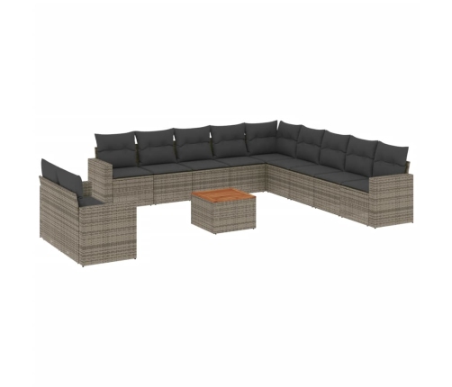 vidaXL 12-daļīgs dārza atpūtas mēbeļu komplekts, matrači, pelēks PE