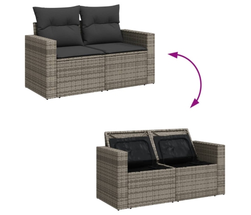 vidaXL 12-daļīgs dārza atpūtas mēbeļu komplekts, matrači, pelēks PE