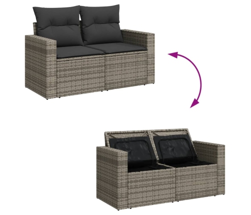 vidaXL 10-daļīgs dārza dīvāna komplekts ar matračiem, pelēks PE pinums