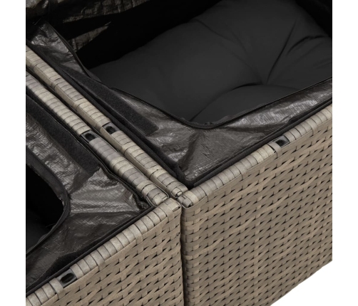 vidaXL 10-daļīgs dārza dīvāna komplekts ar matračiem, pelēks PE pinums